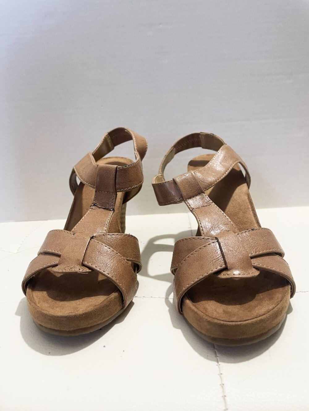 A2 by Aerosoles Tan Strappy Espadrille Wedge Comfy Open Toe Sandals Size 8.5M - Picture 2 of 11